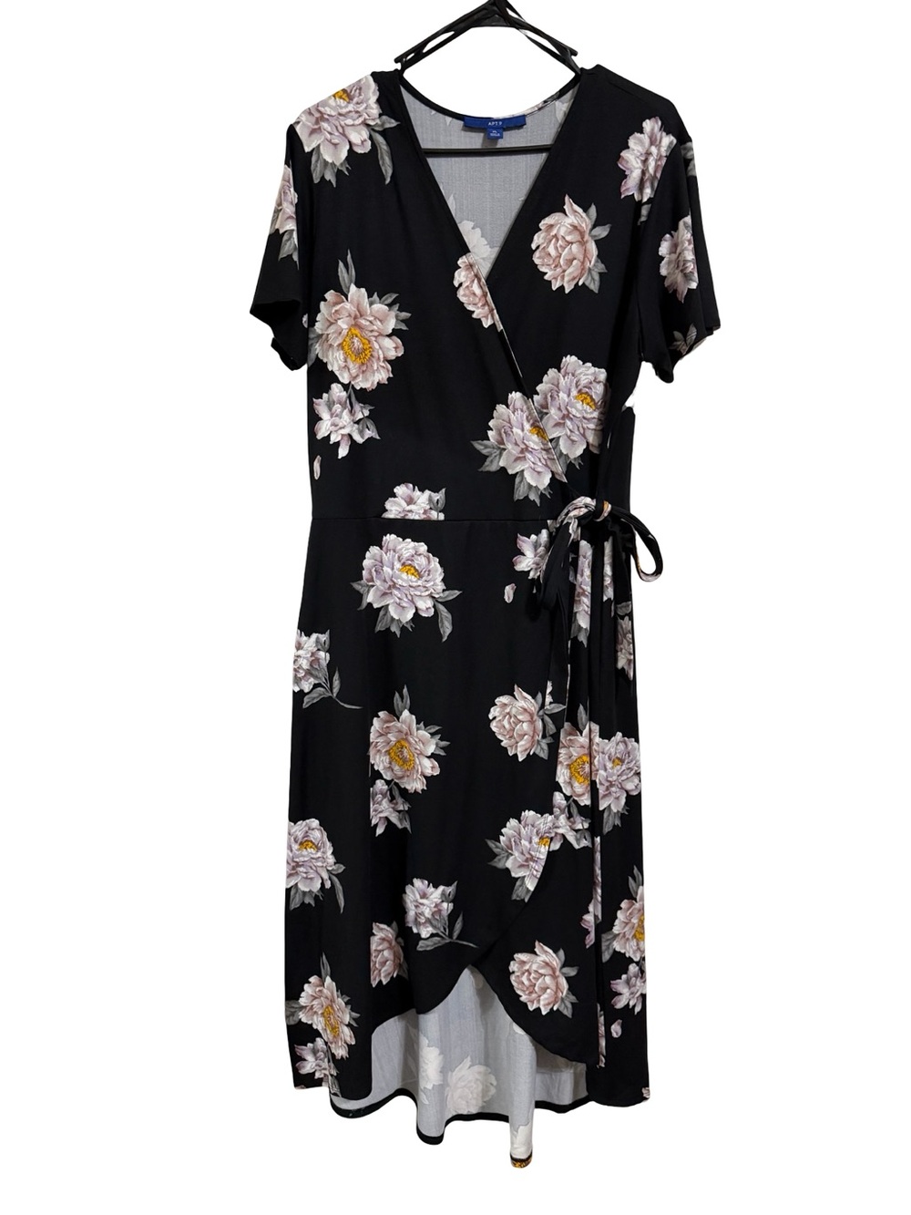 Apt. 9 Black Floral Wrap Midi Dress